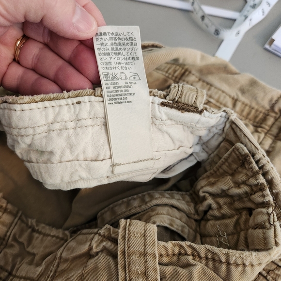 Hollister Vintage Y2k Shorts Khaki Cargo Surf Skate, Sz 32 - Picture 7 of 7